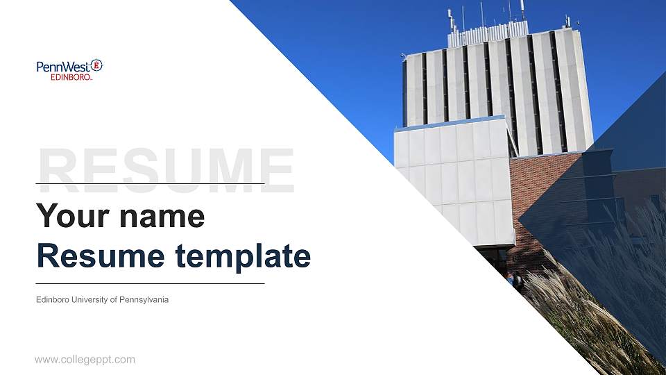 Edinboro University of Pennsylvania Resume PPT Template16:9 ratio PPT effect preview image