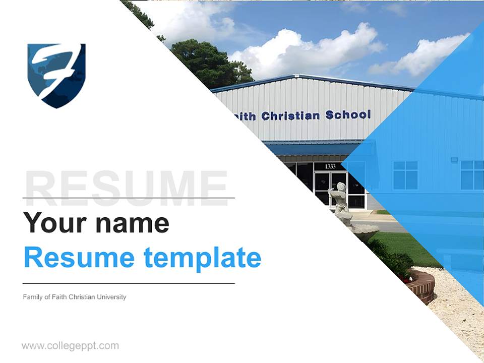 Family of Faith Christian University Resume PPT Template4:3 ratio PPT effect preview image5