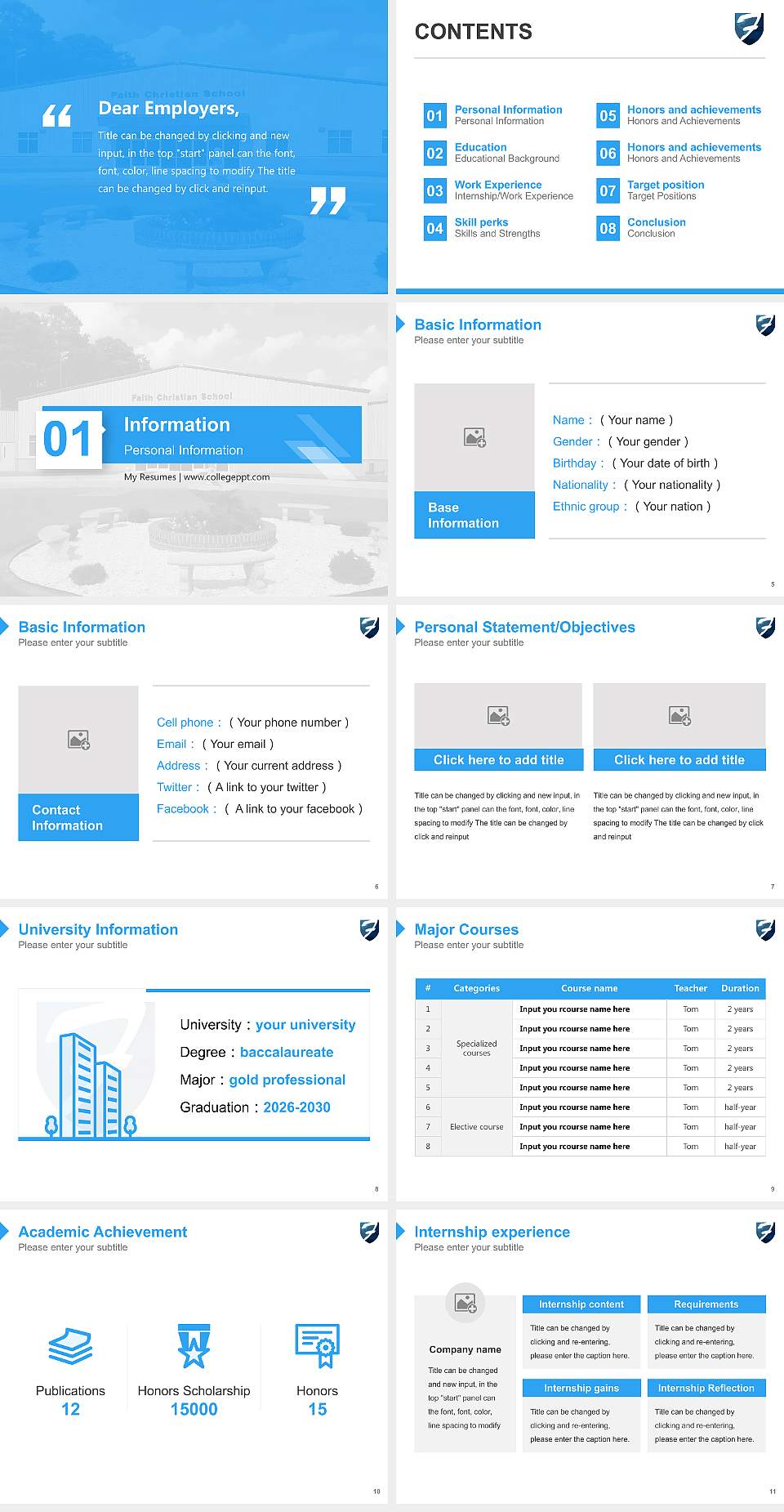 Family of Faith Christian University Resume PPT Template4:3 ratio PPT effect preview image2