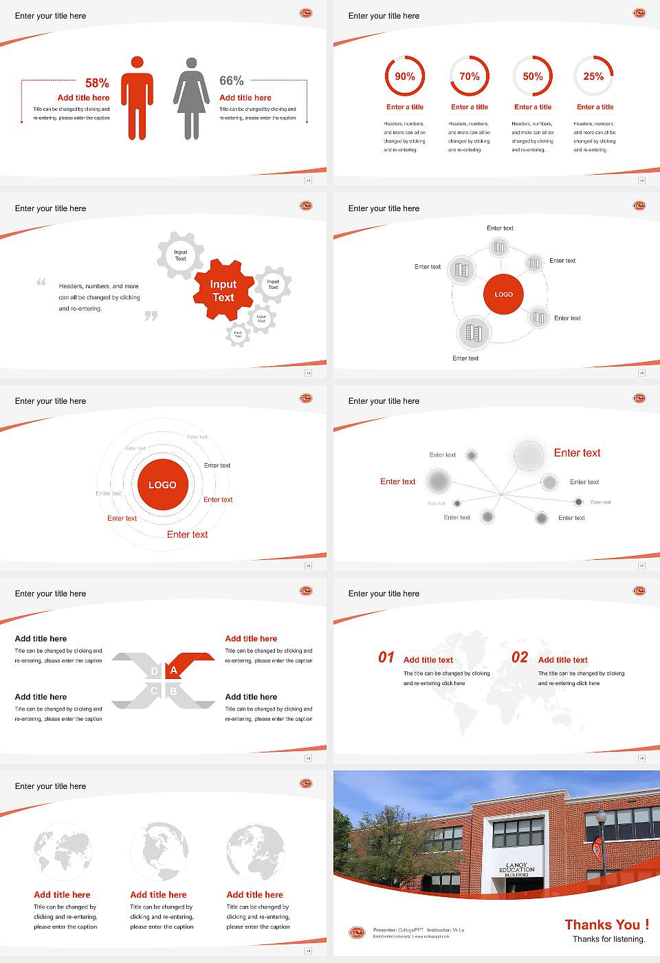 East Central University Course/Courseware Creation PPT Template16:9 ratio PPT effect preview image4