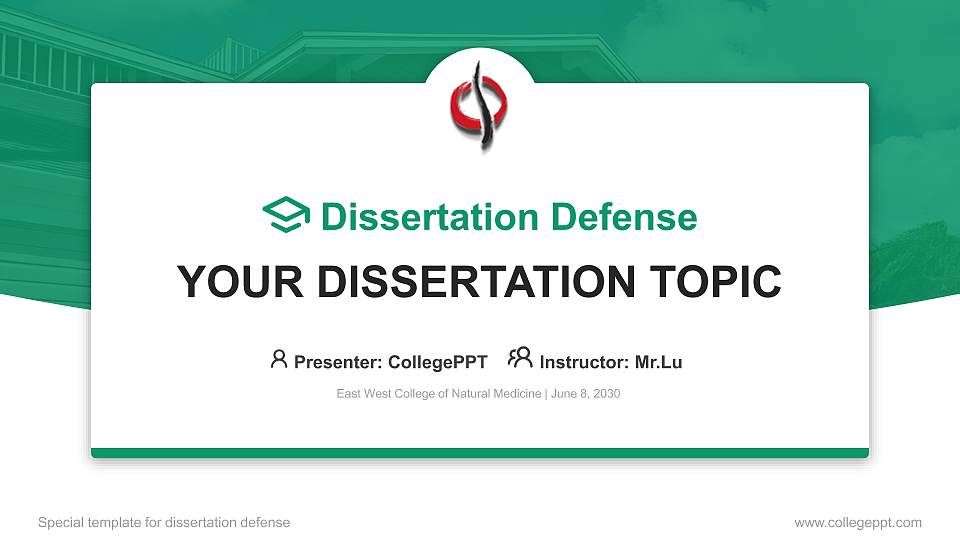 East West College of Natural Medicine Graduation Thesis Defense PPT Template16:9 ratio PPT effect preview image
