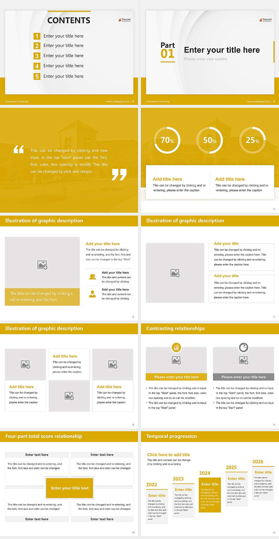Emmanuel University Thesis Proposal/Graduation Defense PPT Template4:3 ratio PPT effect preview image2