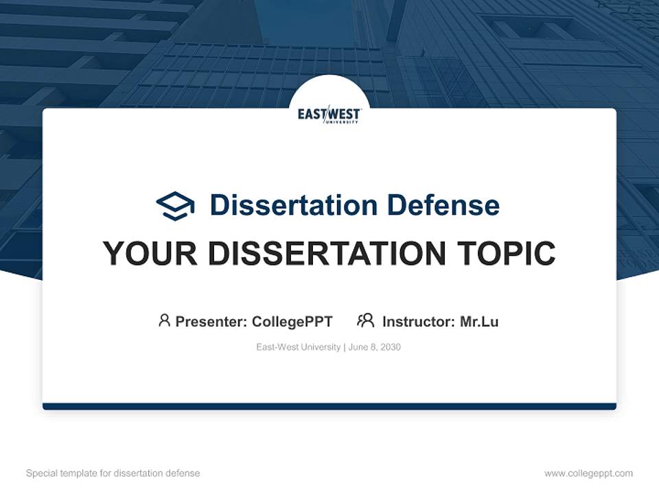East-West University Graduation Thesis Defense PPT Template4:3 ratio PPT effect preview image7