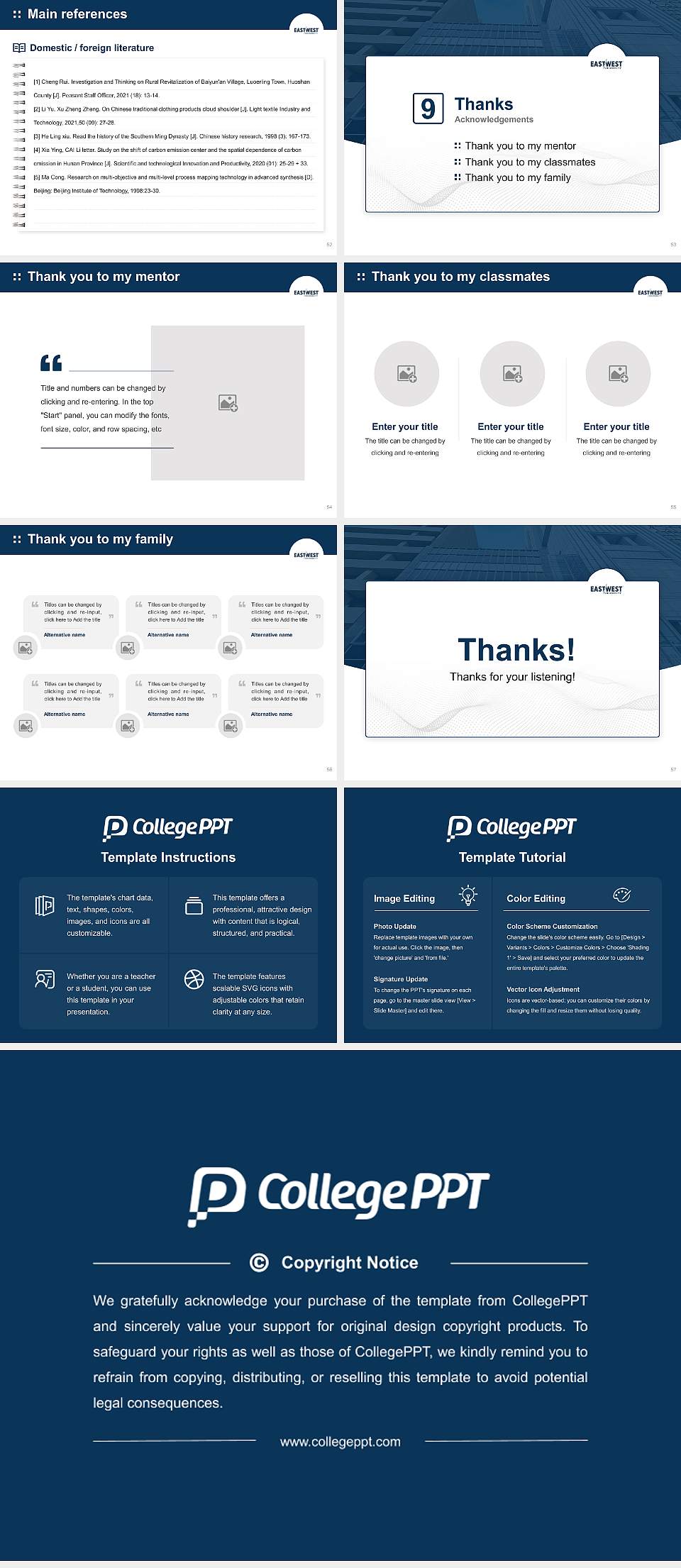 East-West University Graduation Thesis Defense PPT Template4:3 ratio PPT effect preview image7