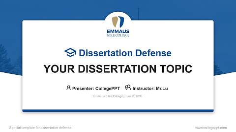 Emmaus Bible College Graduation Thesis Defense PPT Template