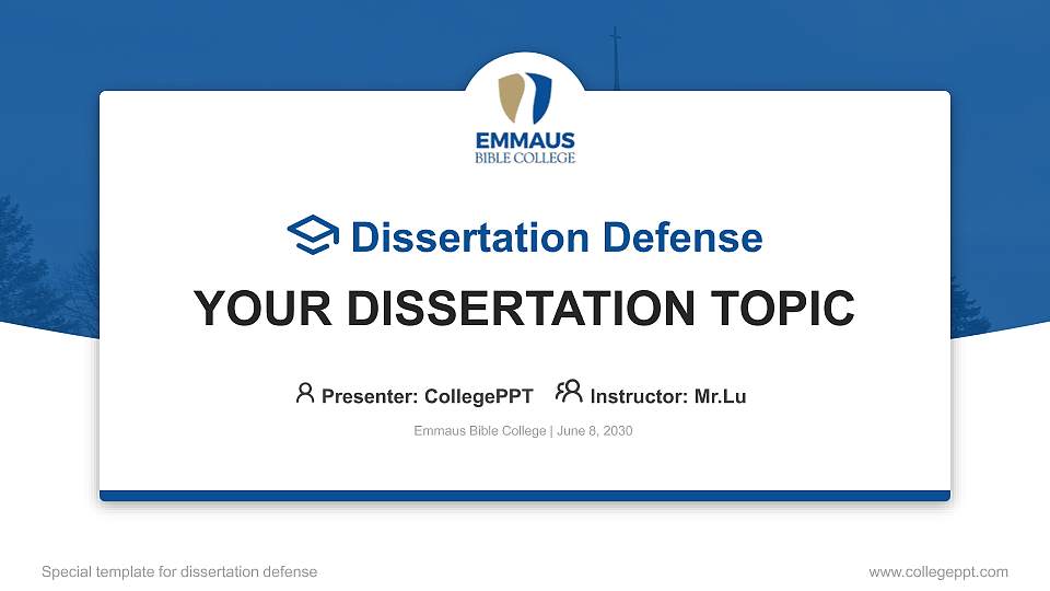 Emmaus Bible College Graduation Thesis Defense PPT Template16:9 ratio PPT effect preview image