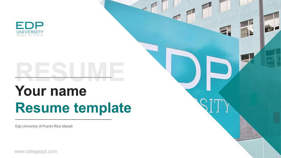 Edp University of Puerto Rico-Manati Resume PPT Template16:9 ratio PPT effect preview image