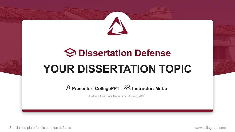 Fielding Graduate University Graduation Thesis Defense PPT Template16:9 ratio PPT effect preview image1
