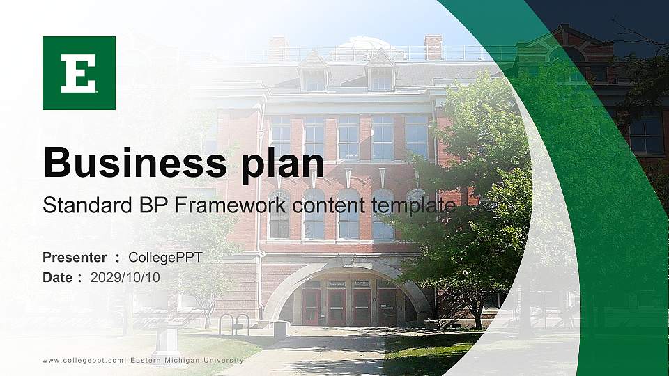 Eastern Michigan University Competition/Entrepreneurship Contest PPT Template16:9 ratio PPT effect preview image