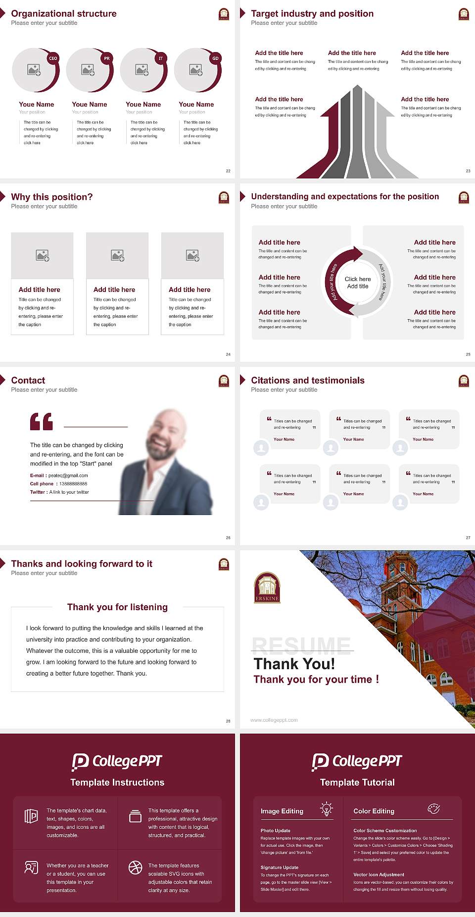 Erskine College Resume PPT Template4:3 ratio PPT effect preview image4