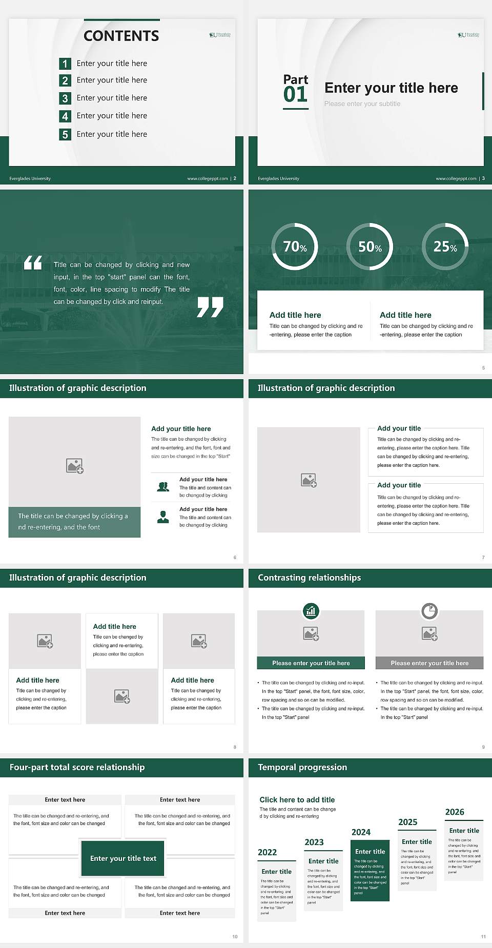 Everglades University Thesis Proposal/Graduation Defense PPT Template4:3 ratio PPT effect preview image2
