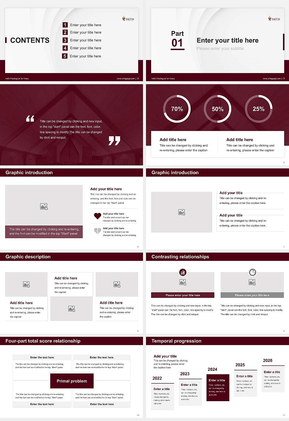 Faith Theological Seminary Thesis Proposal/Graduation Defense PPT Template16:9 ratio PPT effect preview image2
