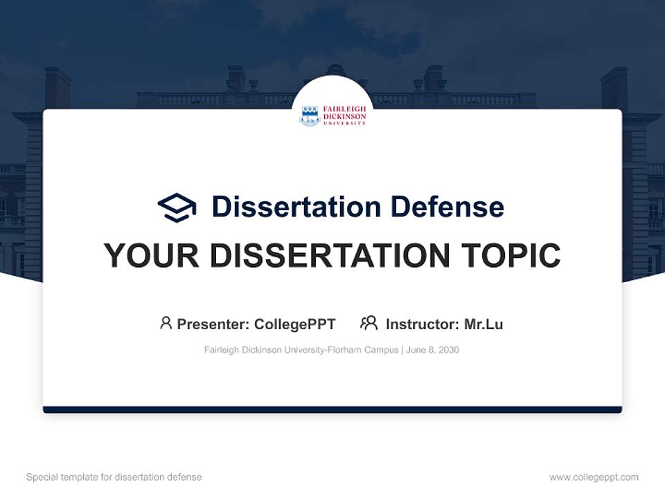 Fairleigh Dickinson University-Florham Campus Graduation Thesis Defense PPT Template4:3 ratio PPT effect preview image7