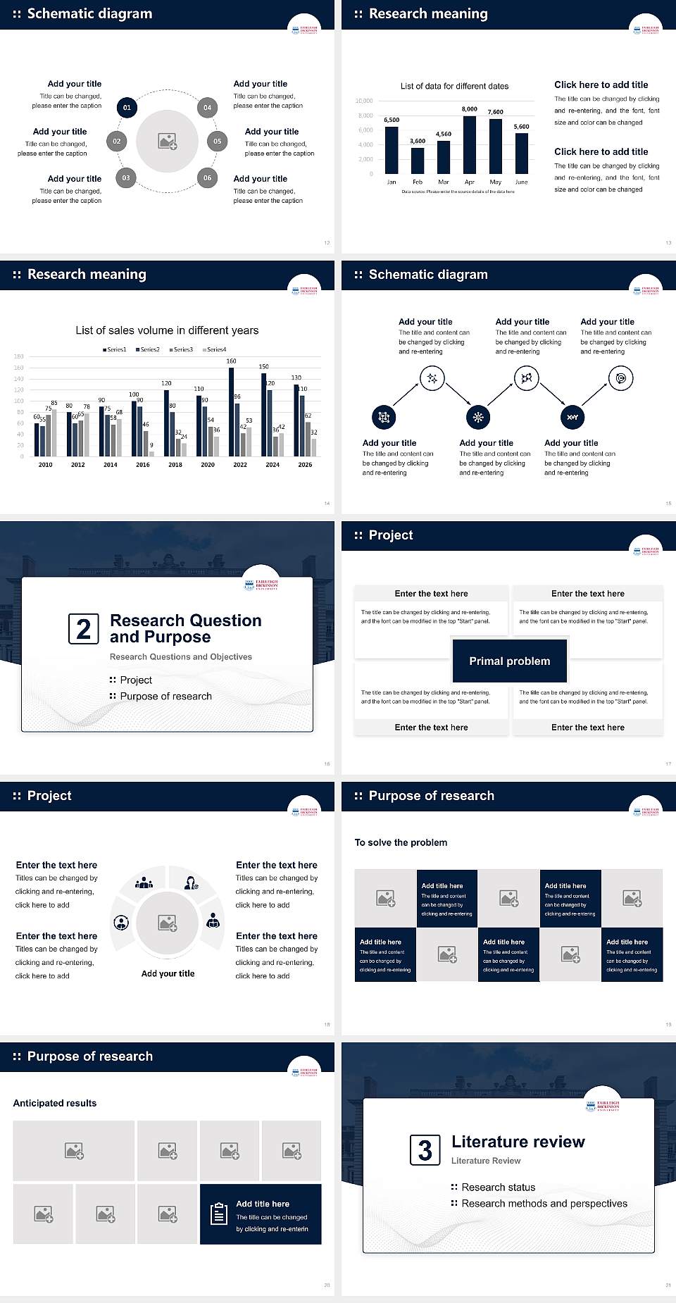 Fairleigh Dickinson University-Florham Campus Graduation Thesis Defense PPT Template4:3 ratio PPT effect preview image3