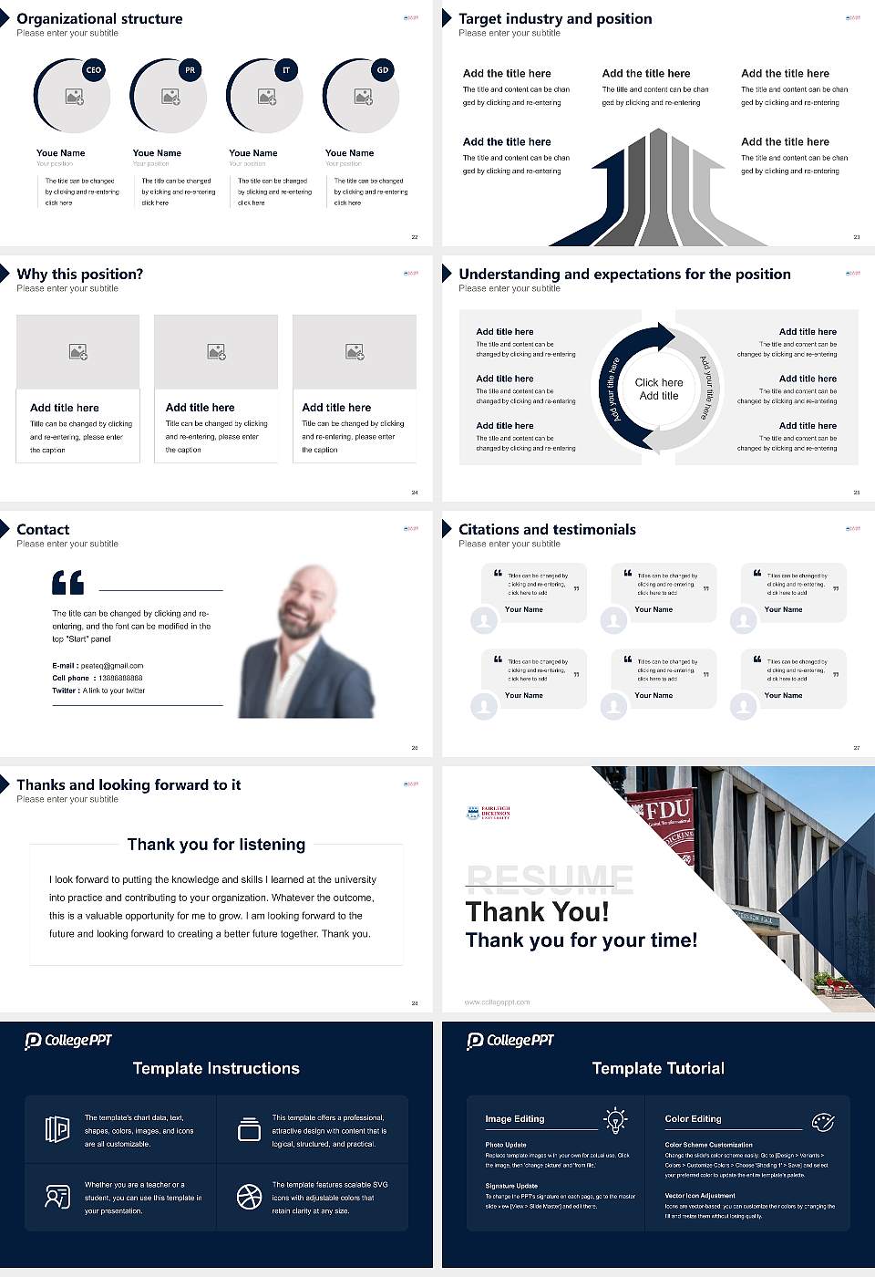 Fairleigh Dickinson University-Metropolitan Campus Resume PPT Template16:9 ratio PPT effect preview image4
