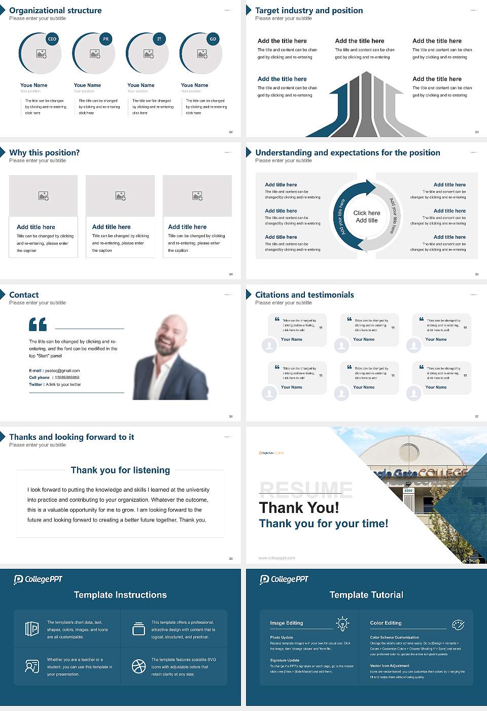 Eagle Gate College-Boise Campus Resume PPT Template16:9 ratio PPT effect preview image4