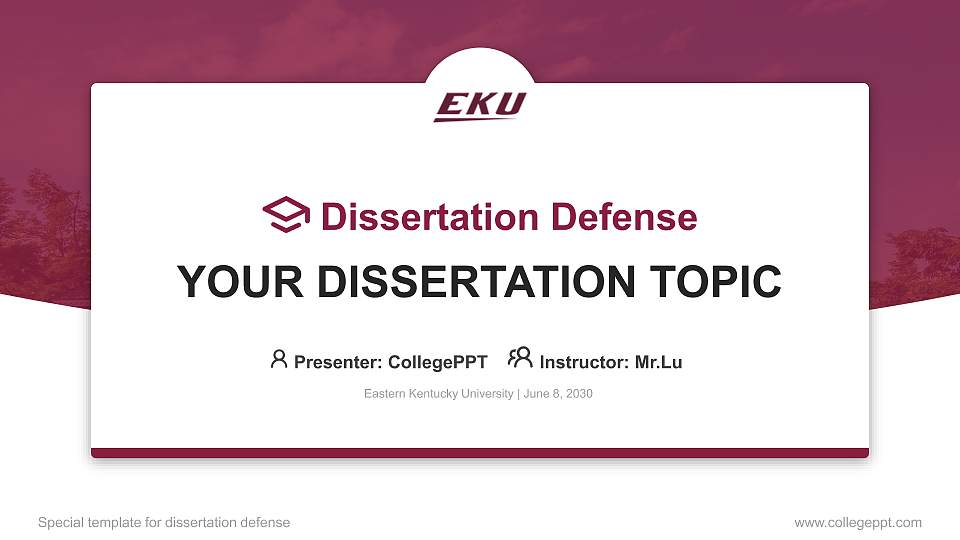 Eastern Kentucky University Graduation Thesis Defense PPT Template16:9 ratio PPT effect preview image
