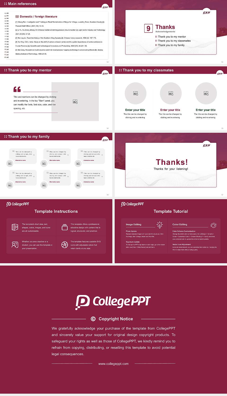 Eastern Kentucky University Graduation Thesis Defense PPT Template16:9 ratio PPT effect preview image7