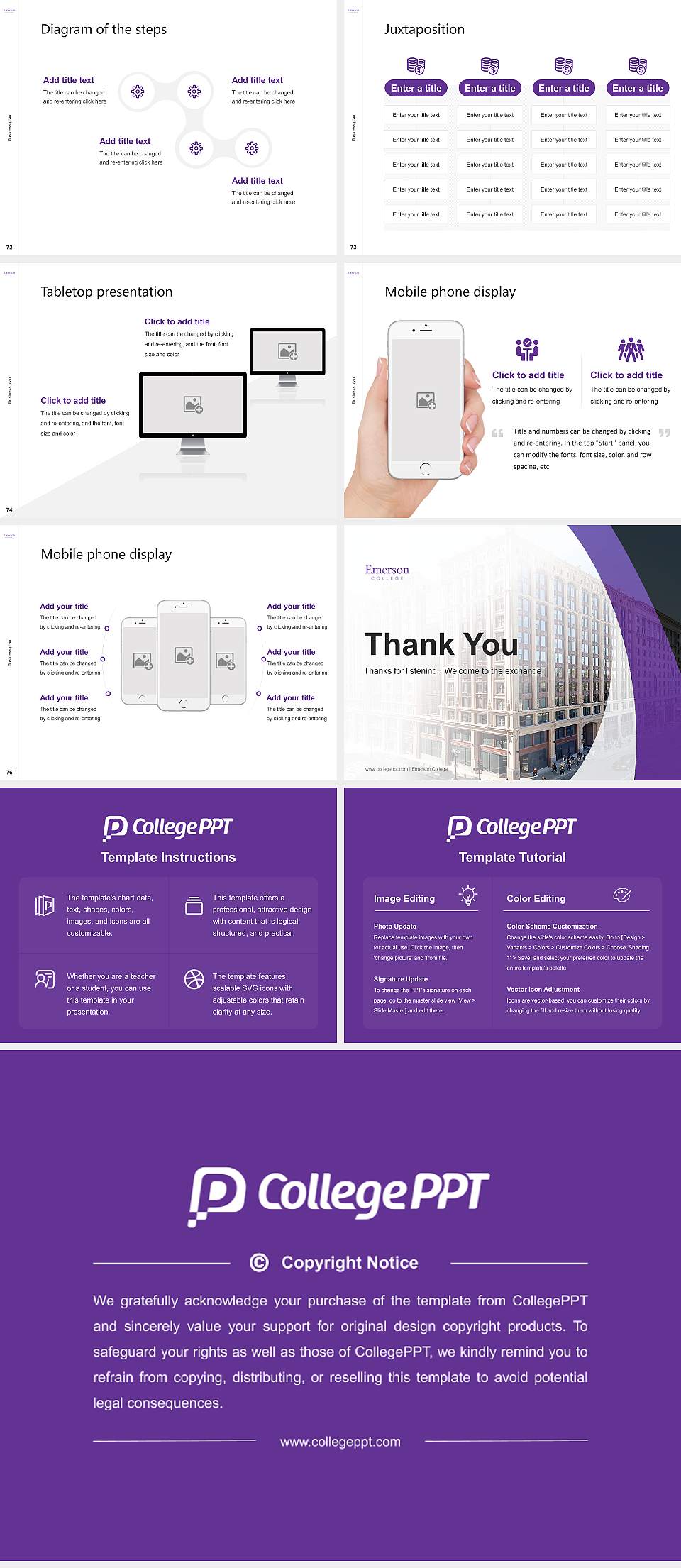 Emerson College Competition/Entrepreneurship Contest PPT Template4:3 ratio PPT effect preview image9