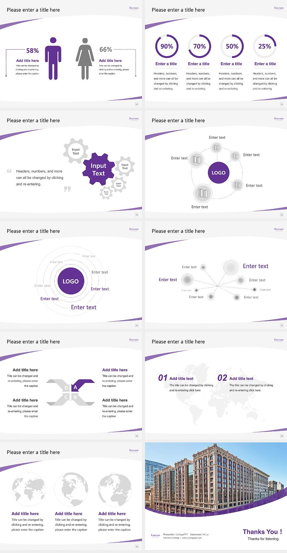 Emerson College Course/Courseware Creation PPT Template4:3 ratio PPT effect preview image4