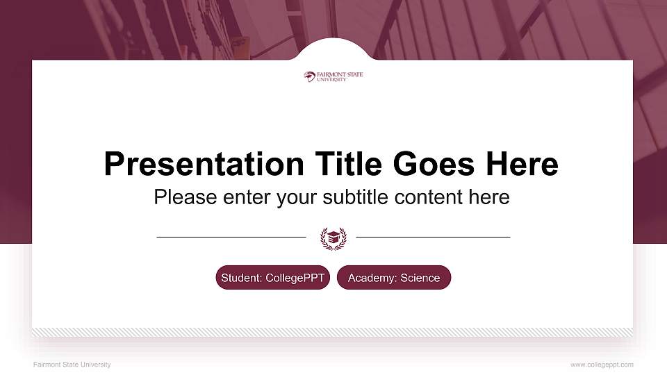 Fairmont State University National Scholarship Defense PPT Template16:9 ratio PPT effect preview image
