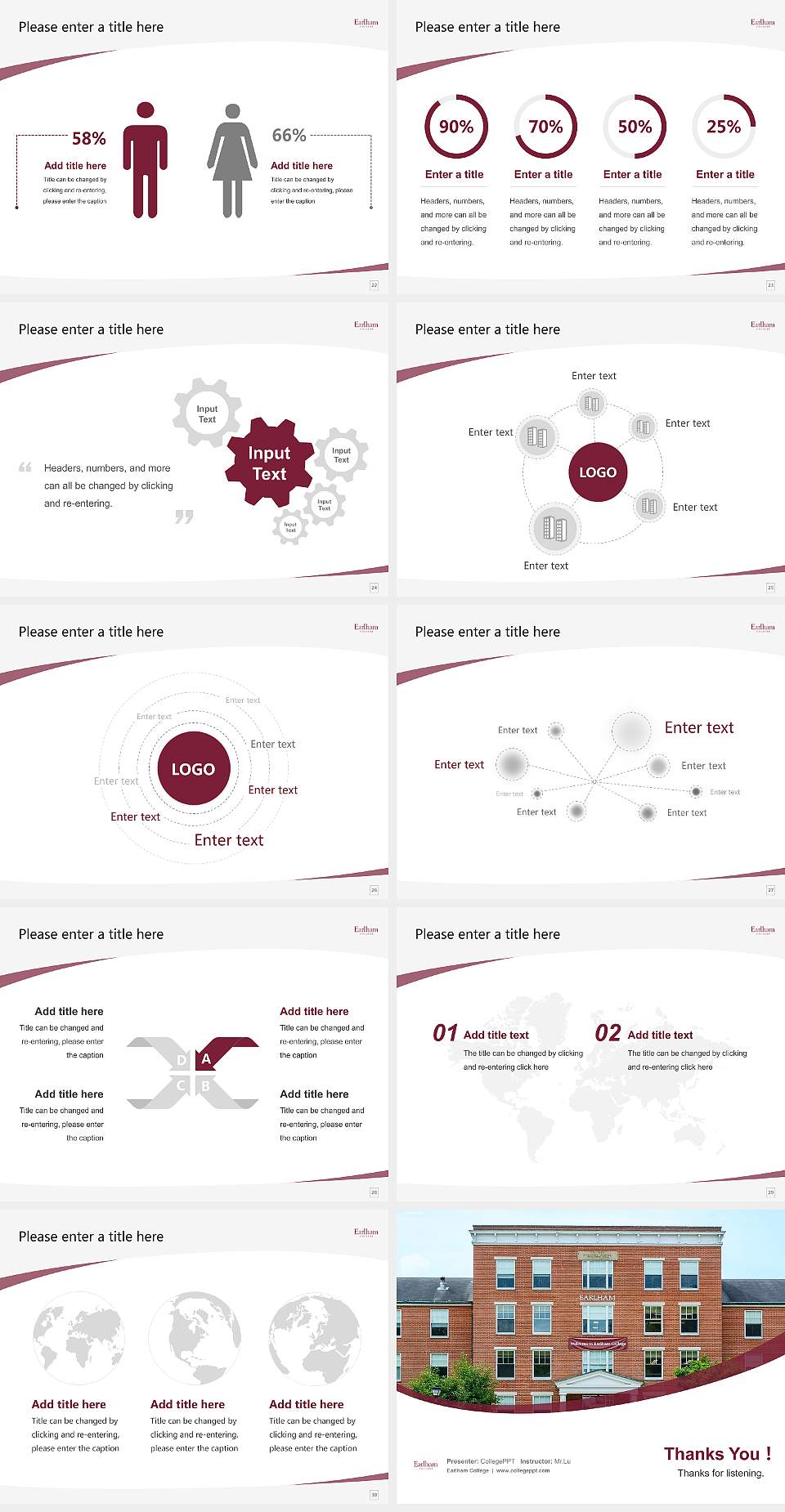 Earlham College Course/Courseware Creation PPT Template4:3 ratio PPT effect preview image4
