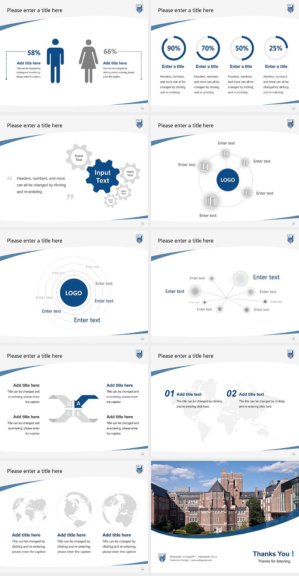 Emmanuel College Course/Courseware Creation PPT Template4:3 ratio PPT effect preview image4