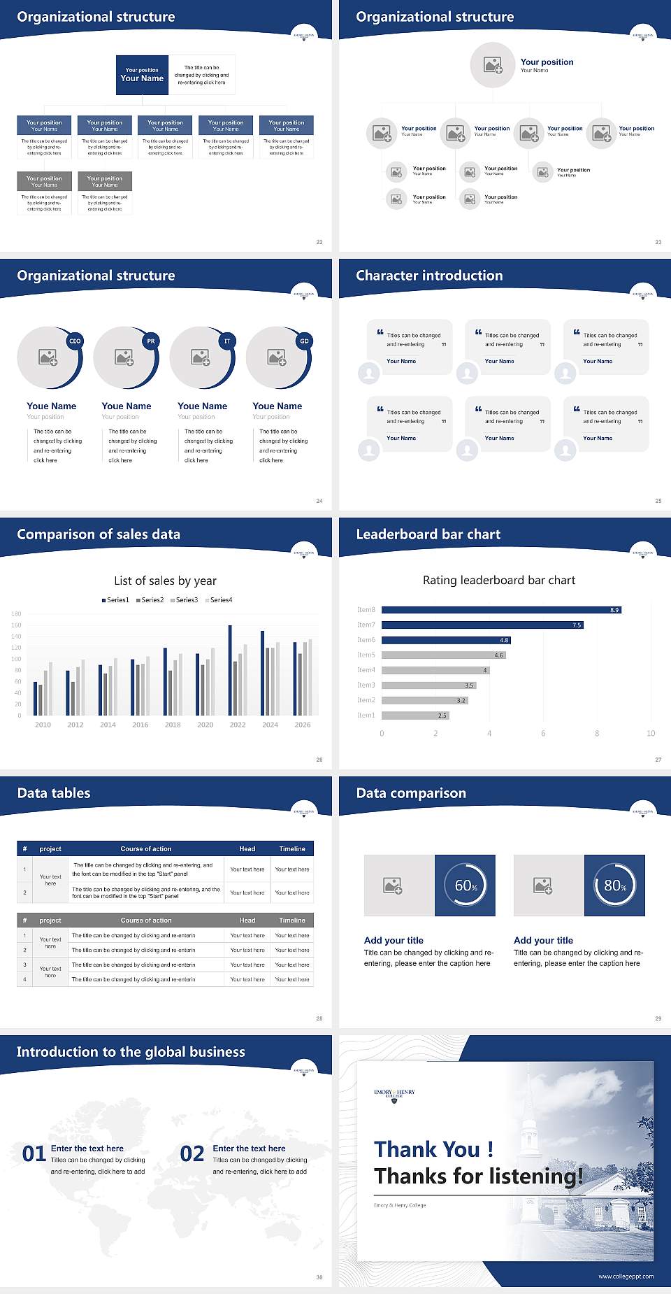 Emory & Henry College Academic Presentation/Research Findings Report PPT Template4:3 ratio PPT effect preview image4