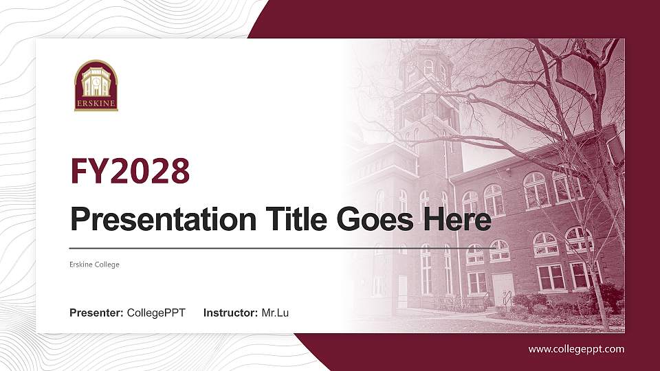 Erskine College Academic Presentation/Research Findings Report PPT Template16:9 ratio PPT effect preview image