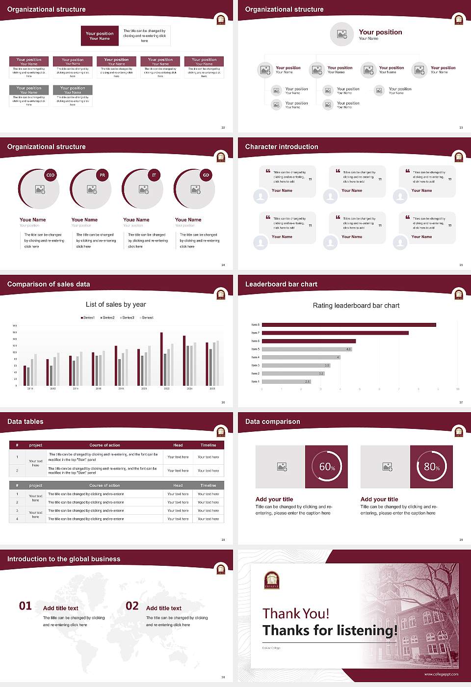 Erskine College Academic Presentation/Research Findings Report PPT Template16:9 ratio PPT effect preview image4