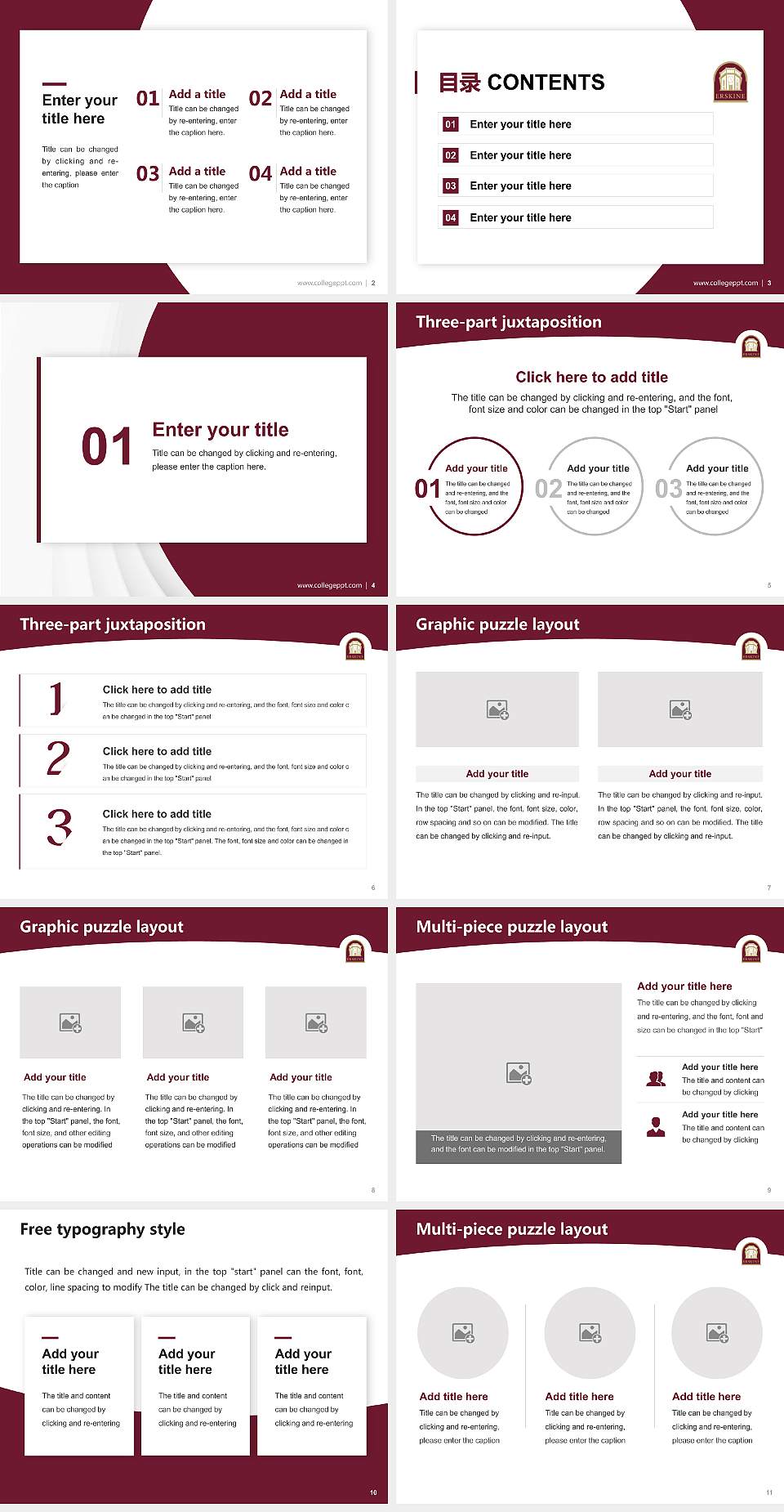 Erskine College Academic Presentation/Research Findings Report PPT Template4:3 ratio PPT effect preview image2