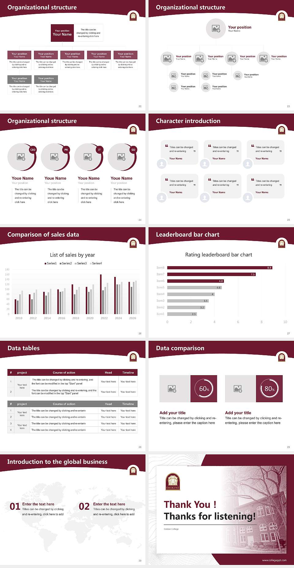 Erskine College Academic Presentation/Research Findings Report PPT Template4:3 ratio PPT effect preview image4