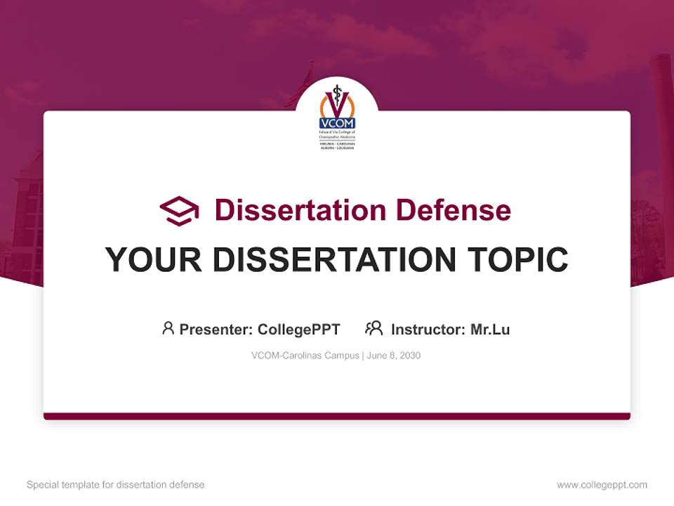 VCOM-Carolinas Campus Graduation Thesis Defense PPT Template4:3 ratio PPT effect preview image7
