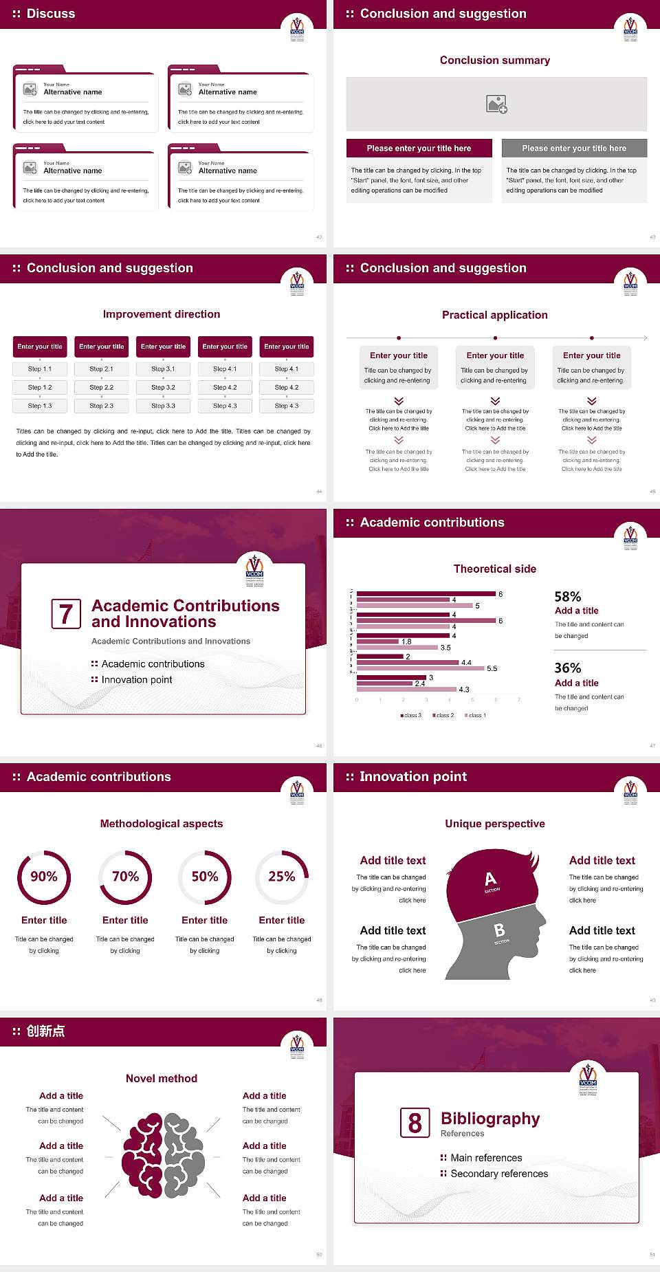 VCOM-Carolinas Campus Graduation Thesis Defense PPT Template4:3 ratio PPT effect preview image6