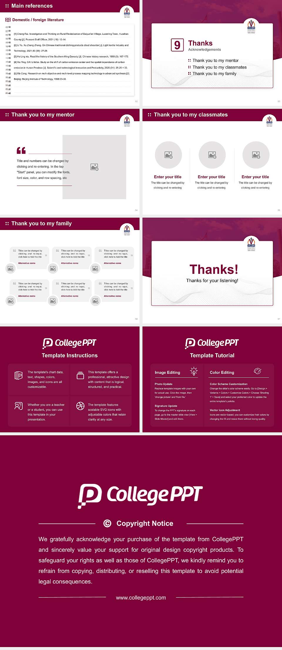 VCOM-Carolinas Campus Graduation Thesis Defense PPT Template4:3 ratio PPT effect preview image7