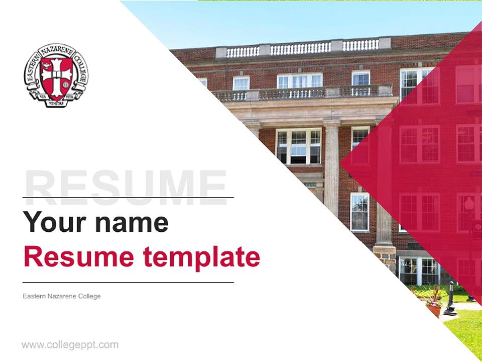 Eastern Nazarene College Resume PPT Template4:3 ratio PPT effect preview image5