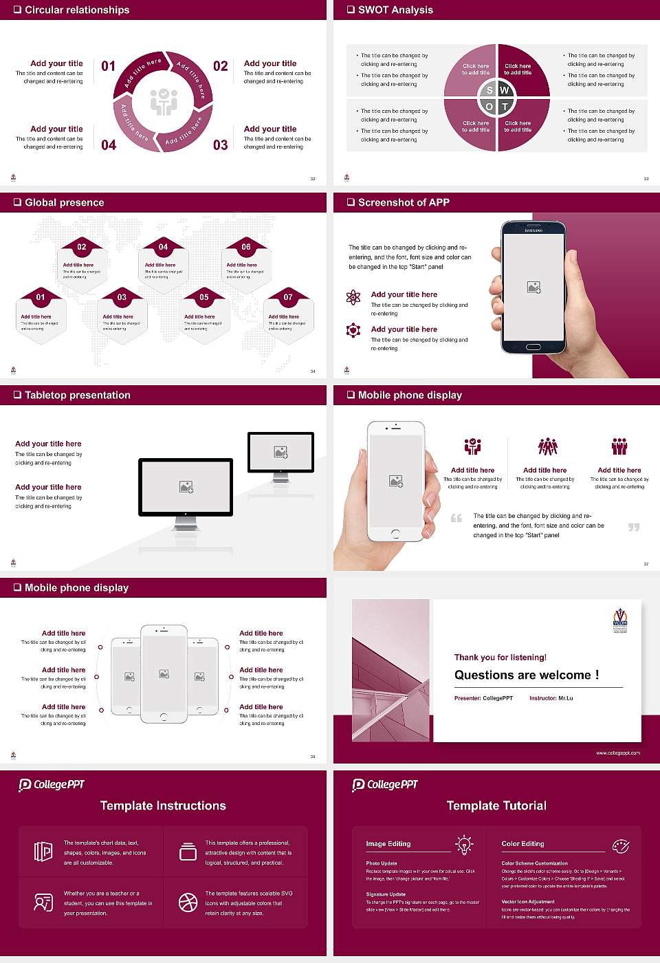 VCOM-Auburn General Purpose PPT Template16:9 ratio PPT effect preview image5