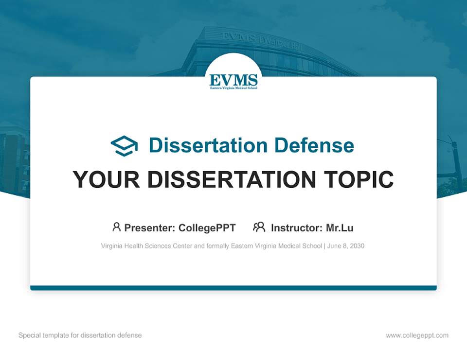 Virginia Health Sciences Center and formally Eastern Virginia Medical School Graduation Thesis Defense PPT Template4:3 ratio PPT effect preview image7