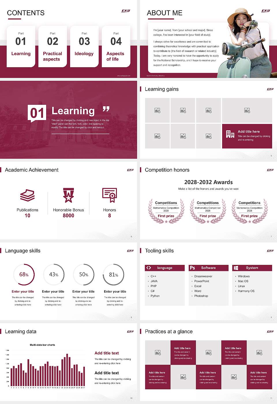 Eastern Kentucky University National Scholarship Defense PPT Template16:9 ratio PPT effect preview image2