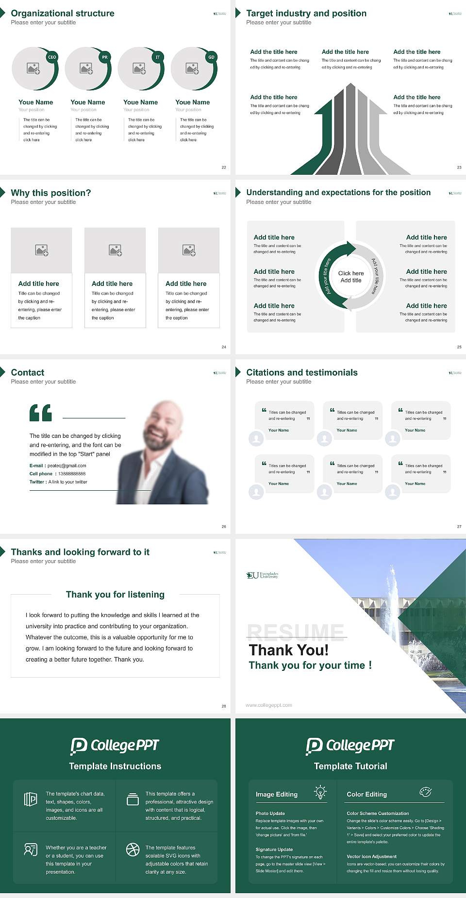 Everglades University Resume PPT Template4:3 ratio PPT effect preview image4