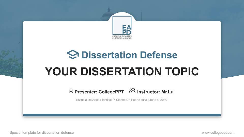 Escuela De Artes Plasticas Y Diseno De Puerto Rico Graduation Thesis Defense PPT Template16:9 ratio PPT effect preview image