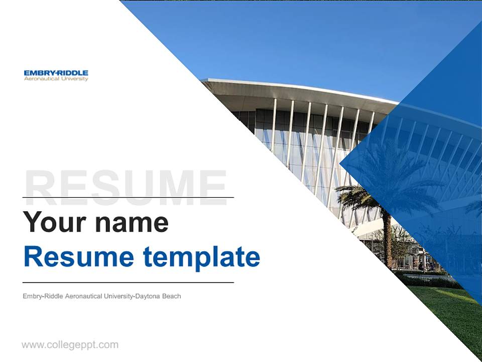 Embry-Riddle Aeronautical University-Daytona Beach Resume PPT Template4:3 ratio PPT effect preview image5