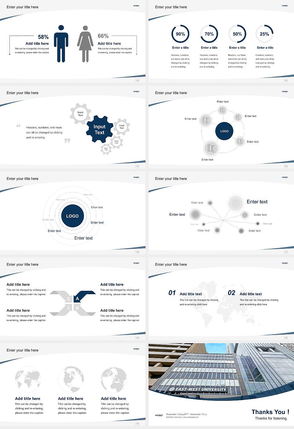 East-West University Course/Courseware Creation PPT Template16:9 ratio PPT effect preview image4