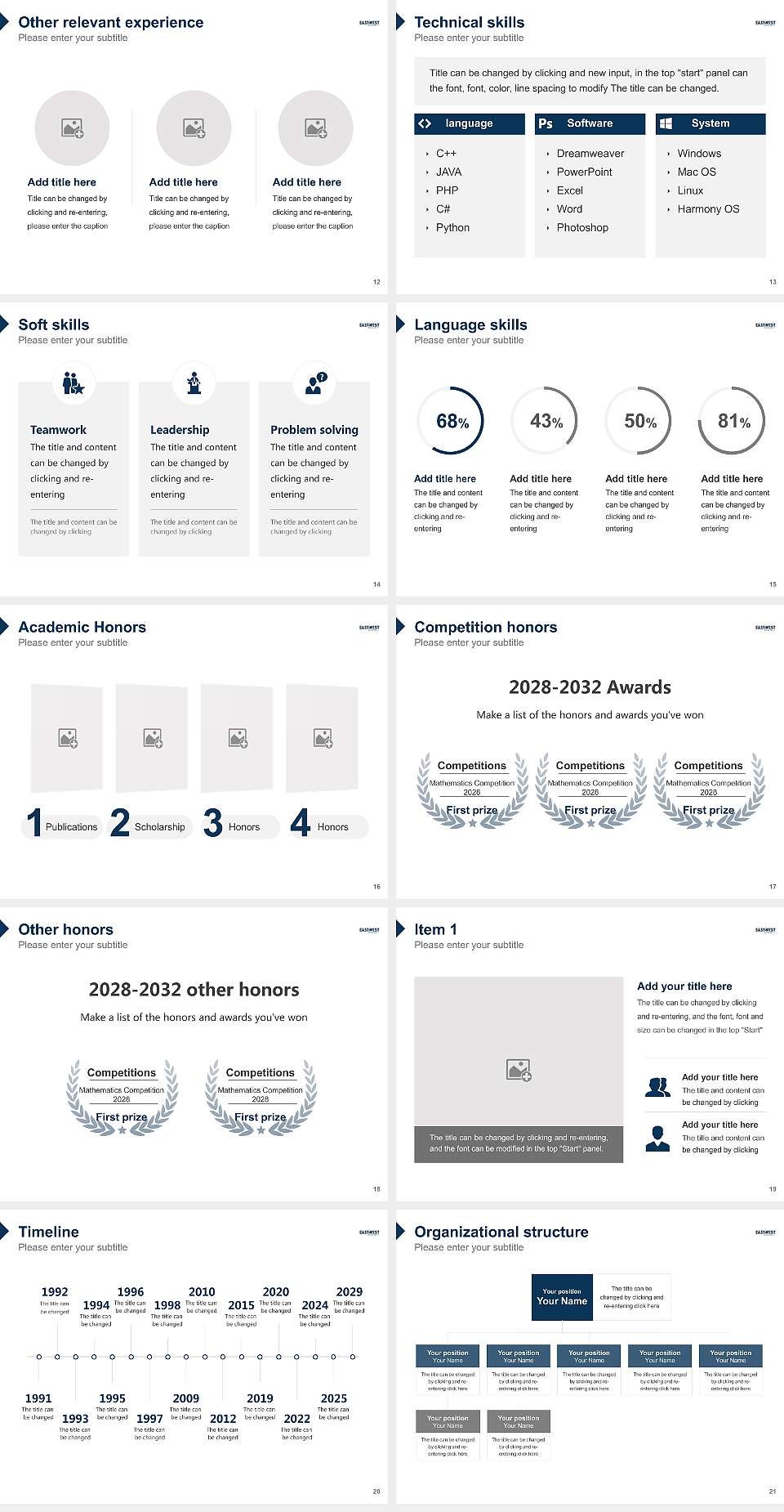 East-West University Resume PPT Template4:3 ratio PPT effect preview image3