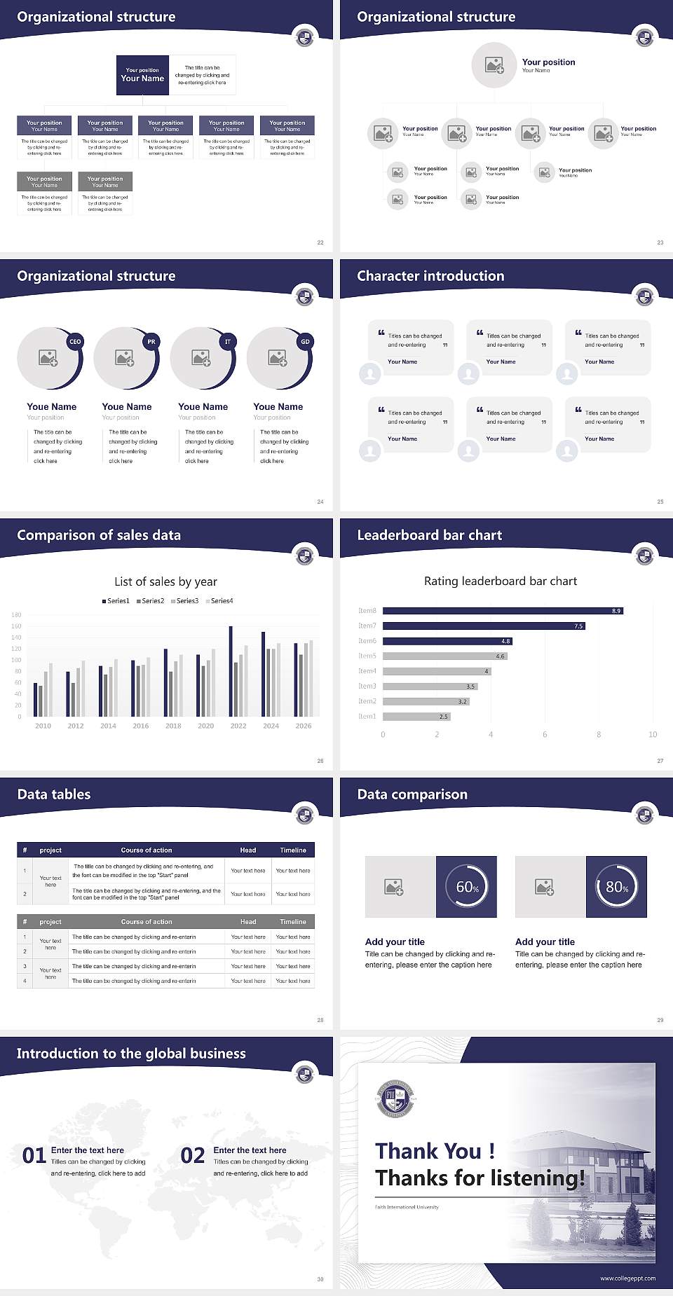 Faith International University Academic Presentation/Research Findings Report PPT Template4:3 ratio PPT effect preview image4