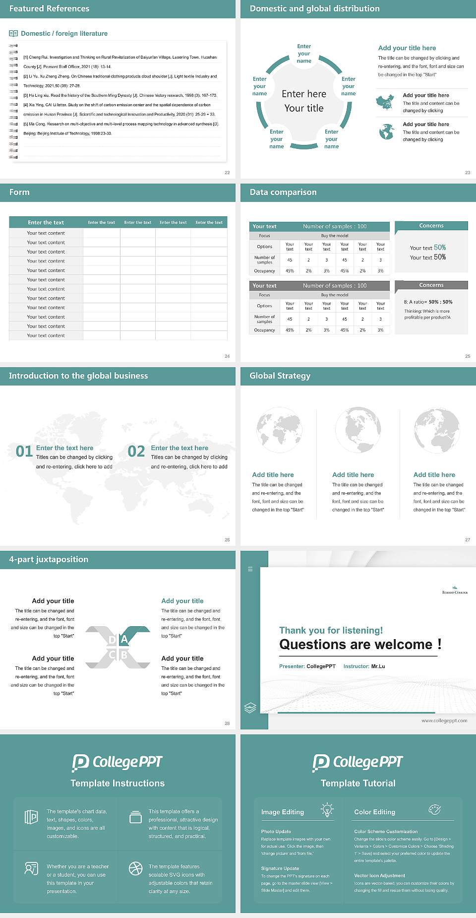 Eckerd College Thesis Proposal/Graduation Defense PPT Template4:3 ratio PPT effect preview image4