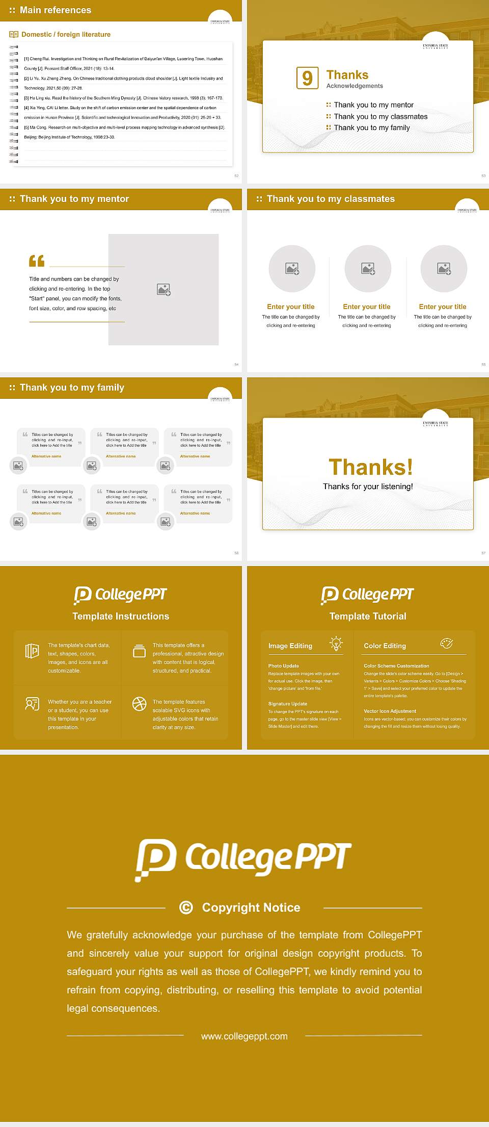 Emporia State University Graduation Thesis Defense PPT Template4:3 ratio PPT effect preview image7