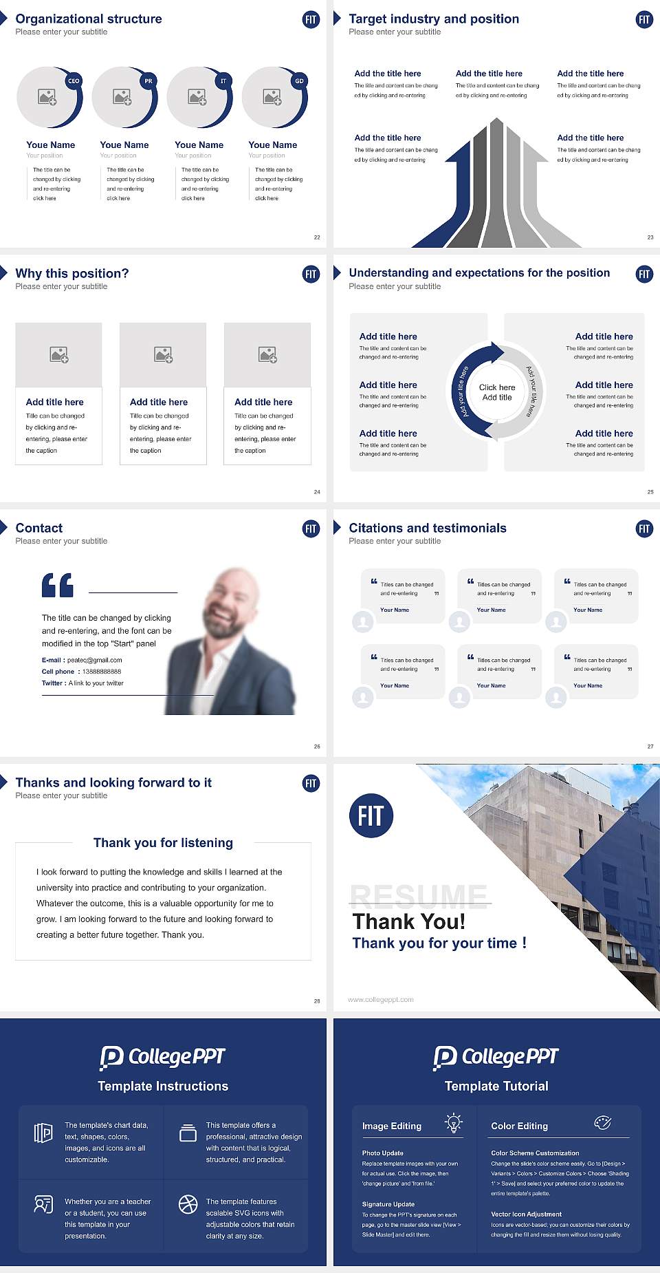 Fashion Institute of Technology Resume PPT Template4:3 ratio PPT effect preview image4