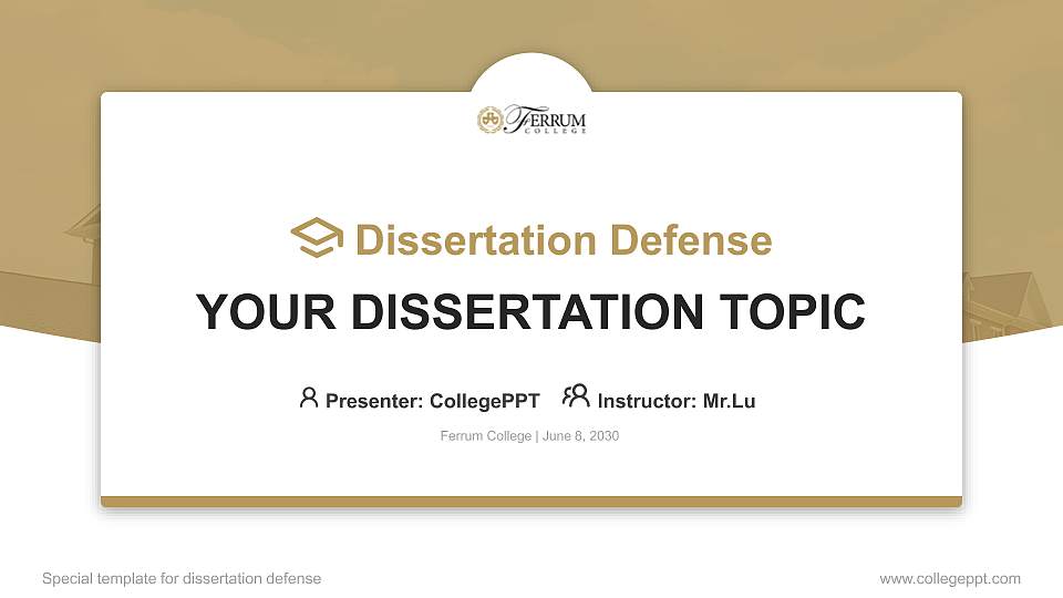 Ferrum College Graduation Thesis Defense PPT Template16:9 ratio PPT effect preview image