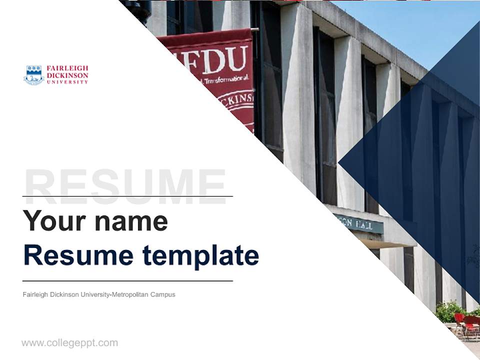 Fairleigh Dickinson University-Metropolitan Campus Resume PPT Template4:3 ratio PPT effect preview image5
